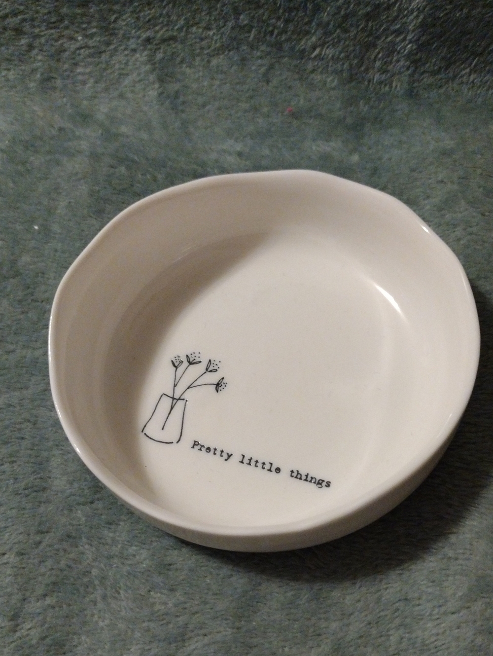 "East Of India" White Ceramic Trinket Dish "Pretty little things"